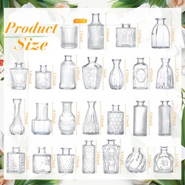 Yerliker 48 Pcs Glass Bud Vase Glass Candlestick Holders Set Including 24 Pcs Vintage Clear Glass Vases Bulk and 24 Pcs Clear Votive Tealight Candle Holders for Wedding Party, Table Centerpiece Decor