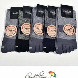 Men's Hanji Blend Check Pattern Crew Toe Socks with Kkul-ttaeng Embroidery 5 Pairs, Assorted Colors, 26cm
