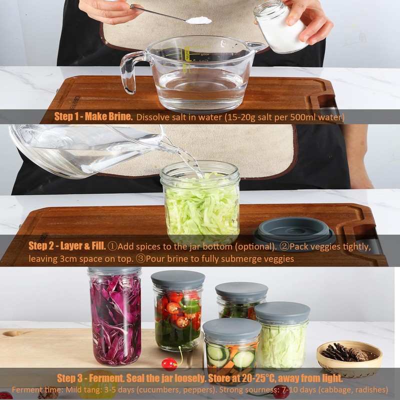 Silicone Fermenting Lids for Wide Mouth Mason Jars Airlock Fermentation
