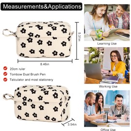 Bluboon Big Capacity Pencil Case Pencil Pouch Pen Case School Supplies Cute Pencil Box Pencil Bag for Teen Girls Boys Women Man (Black Floral 95)