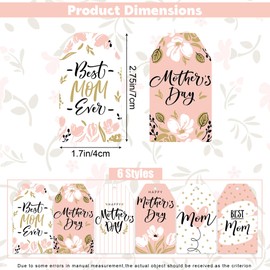 Heyiminy Mothers Day Tags,Mothers Day Gift Tags,Happy Mothers Day Tags with String,Floral Best Mom Hanging Label Tags for Mother's Day, Mother Birthday Party Favors