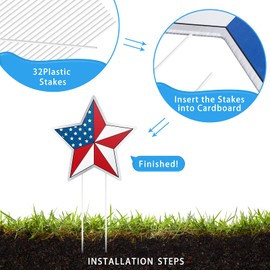 Jetec 4th of July Yard Signs Patriotic Stars Yard Sign Independence Day Outdoor Pathway Decoration with Stakes Waterproof Corrugated Lawn Independence Day Party Supplies, 8 Styles(16 Pieces)