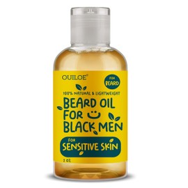 Beard Oil for Black Men with Sensitive Skin - Beard Conditioner, Softener & Moisturizer for Black Men - Made with Vitamin E & Grapeseed Oil, Unscented, Natural & Organic, Doesn’t Clog Pores 2oz