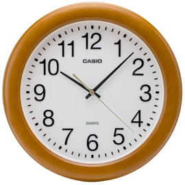 CASIO IQ-136-7JF Brown Analog Wood Grain Wall Clock, 11.6 inches (29.5 cm), Silent, Continuous Second Hand