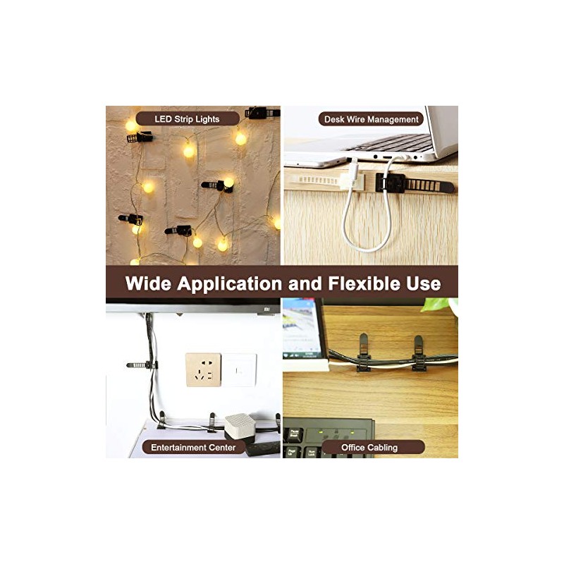 100 piezas de clips adhesivos para gestión de cables con