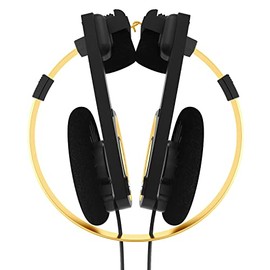 Koss Porta Pro Edición Limitada Auriculares intrauditivos en oro negro, micrófono en línea, control de volumen y control remoto táctil, incluye funda de transporte rígida, con cable con enchufe de 3,5
