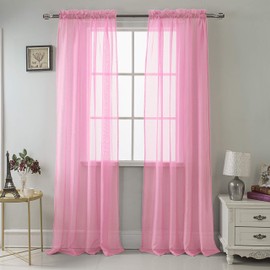 RT Designers Collection PNC04326 Celine Sheer 55x90 Rod Pocket Curtain Panel, Dusty Rose