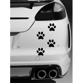 4 x Dog Paw Prints, Quality vinyl car stickers/Decals (Black)