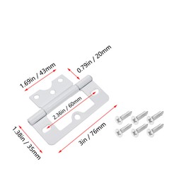 Pastlla 4 PCS 3 Inch Non-Mortise Door Hinges Heavy Duty Butt Hinge Detachable Hinge for Furniture Cabinet Door Windows Cupboard, White