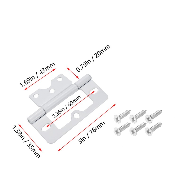 Pastlla 4 PCS 3 Inch Non-Mortise Door Hinges Heavy Duty