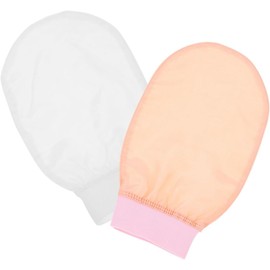 VILLCASE Guantes Exfoliantes Cuerpo 2 Piezas de Seda Sintética y Sedosa, Colores Blanco y Rosa, Depurador de Espalda y Exfoliante Profundo, Adecuado para Baño y Cuidado Facial