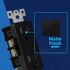 LIDER Brushed Finish Decorator Receptacle with Screwless Wall Plated, Child Safe Tamper-Resistant Wall Outlet, Residential Grade, Self-Grounding, 15A 125V, UL Listed, Brushed Black, 5 Pack