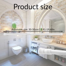 Tabanzhe Curtain Rods-2PCS Extendable Curtain Rod 30-50cm Long Adjustable Tension Rod for Net Curtain Shower Curtain Kitchen Cupboard Bathroom Window(White)