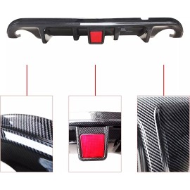 Unbranded Fits Infiniti Q50 Sedan 14-17 Rear Bumper Lip Diffuser W/LED Light Carbon Fiber