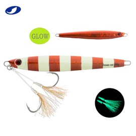 OCEAN CAT 1 PC Lead Metal Flat Slow Fall Pitch Fishing Jigs Lures Sinking Vertical Jigging Bait with Butterfly Hook for Saltwater Fishing Size 40g 80g 120g 160g 200g (Red, 120g)