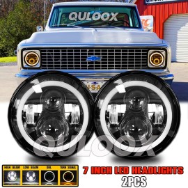 QULOOX For 1967-1972 Chevy C10 2x 7 inch LED Headlights Round DOT Approved Hi/Lo Lamp