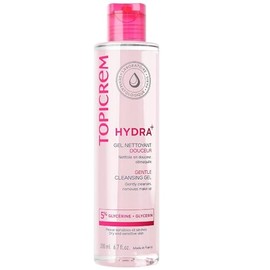 TOPICREM HYDRA+ Gel limpiador facial suave para piel sensible y seca - Limpia e hidrata tu piel de rostro y cuerpo - Con glicerina de origen y tensioactivos suaves - No irrita los ojos - 200 ml