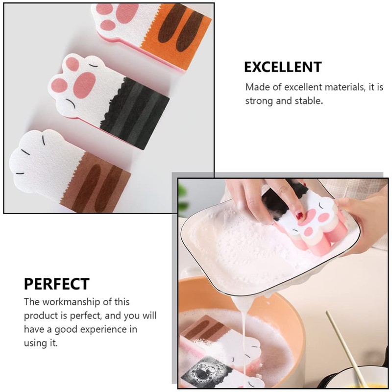 Kitchen Scrub Cat Paw: Non Scratch Dishwashing Sponge Cute Cat