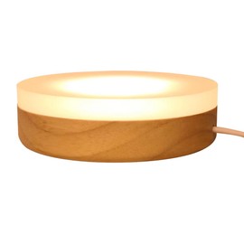HIGHAWK Luminous Display Stand LED Display Light Ambience USB Type Lamp Base Tri-Color Spotlight Display Stand Interior Dimmable (Round, Diameter 10cm)