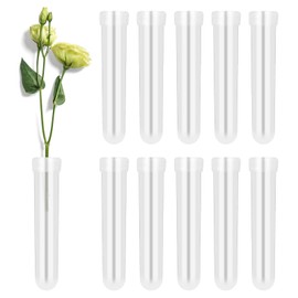 Vesaneae 10 PCS Floral Water Tubes, Plastic Flower Picks Vials, Clear Reusable Test Tubes with Caps, for Flower Arrangements Decoration