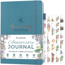 Clever Fox Anniversary Journal – Couple Memory Book & Photo Album with Writing Space – Wedding, Bridal Shower & Married Couple Gifts (Aquamarine)