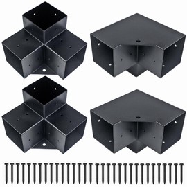 4-Pack Heavy Pergola Brackets, 3-Way 90 Degree Connector for 4x4 Pergolas - Fits 3.6"x3.6" Lumber, W/ Screws -Metal Gazebo Kits Suitable for DIY, Pavilion, Garden Kit