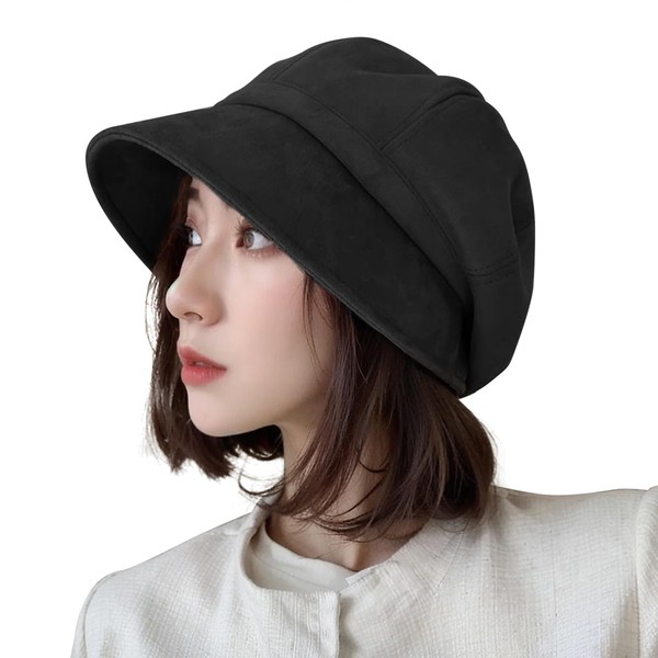 SIVAN Women's Hat, Autumn and Winter, Overwhelming Small Face Effect, High Performance Insulation Deerskin Velvet, Skin Friendly, Cold Protection, Windproof, Thermal, Soft, Sweat Absorbent, Moisture Wicking, Adjustable Size, Foldable, Small Face Effect, 