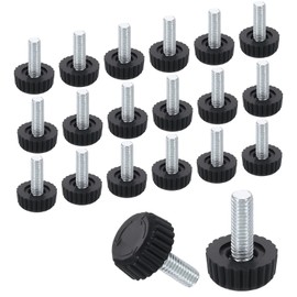 sourcing map 20Pcs M6 Thread Furniture Feet Levelers, 17x16mm Adjustable Leveling Table Feet, Screw on Furniture Glide Leveling for Chair Stool Legs, Black