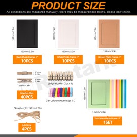 Rustark 84Pcs Mixed Color 7.2x5.3Inch/18.5x13.5CM Paper Picture Frames Cardboard Photo Frame DIY Cardboard Photo Frame with Wood Clip and Jute Twine for Wall Decor Craft