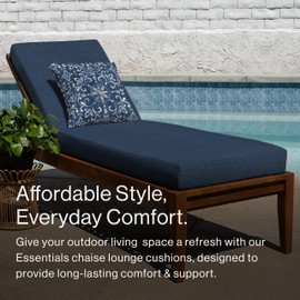 Honeycomb Outdoor Essentials Chaise Lounge, 21 x 70, Hampton Texture Navy Chair Cushion for Patio Furniture