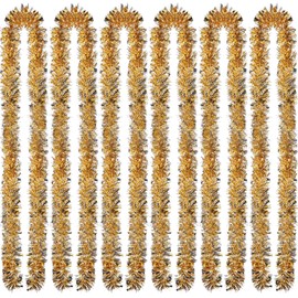 Sumind 6 Pieces Christmas Tinsel 39.4 Feet Metallic Garland Glittering Hanging Decoration for Christmas Tree Wreath Wedding Party Supplies (Gold Silver)