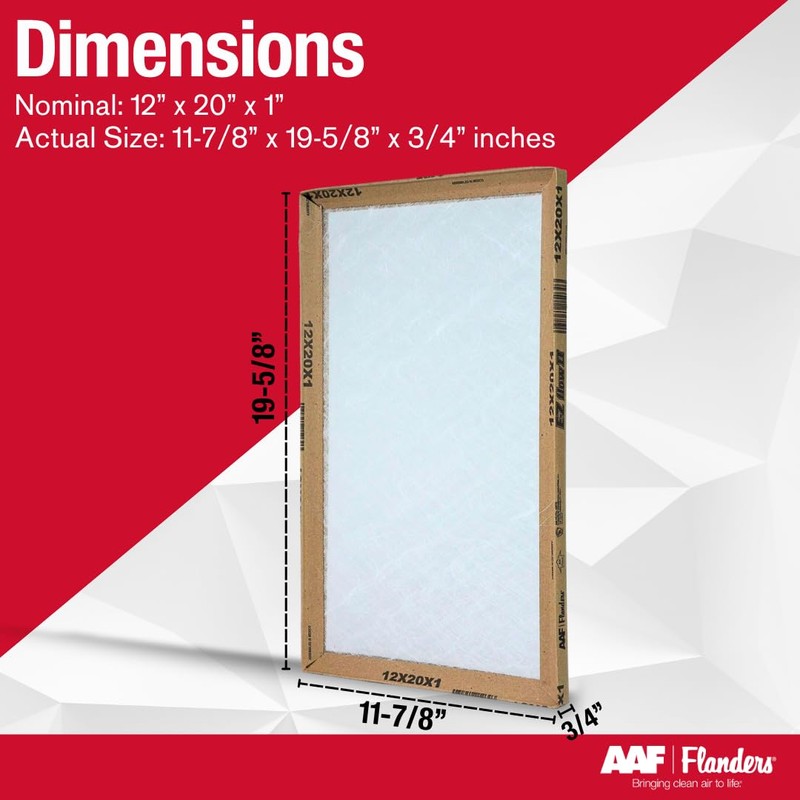 Flanders EZ-Flow II 12x20x1 Air Filters, MERV 1, Furnace, HVAC,