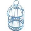 Blue Miniature Metal Wire Bird Cage Tealight Candle Holder Hanging