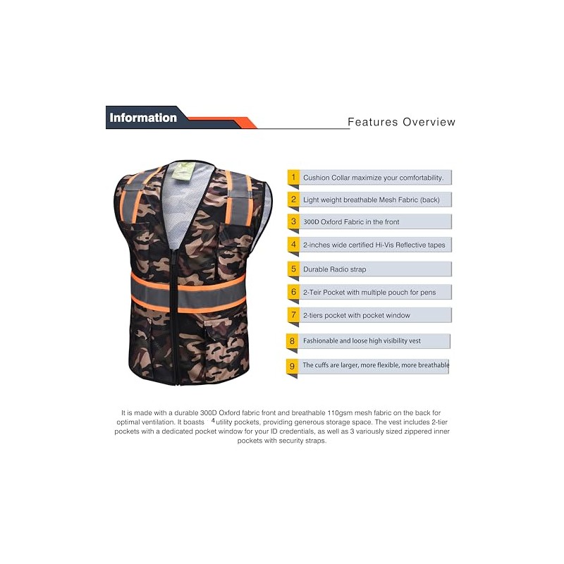 Gasoline Class 2 High Visibility Reflective Safety Vests Women &