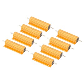 PATIKIL 100W 1K Ohm Aluminum Shell Resistor, 8 Pack Aluminum Housing Resistor Housed Case Wirewound Resistors Screw Tap Power Resistor 5% Tolerance, Golden