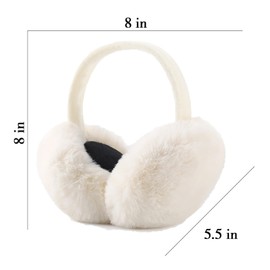 IHCEMIH Ear Muffs, Women Earmuffs Winter Accessories Fluffy Plush Foldable Adults Outdoor Thermal Ear Warmer Skiing Running Ears Covers Protector from Wind Cold Fashion Gift for Girls Ladies White