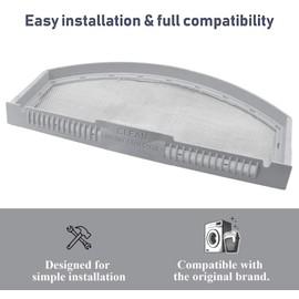 Generic Replacement Lint Screen Filter for Hotpoint HTX21EASK0WW, HTX21PASK0WW, HTX24EASK0WS, HTX24EASK0WW, HTX24GASK0WS Dryer, Grey