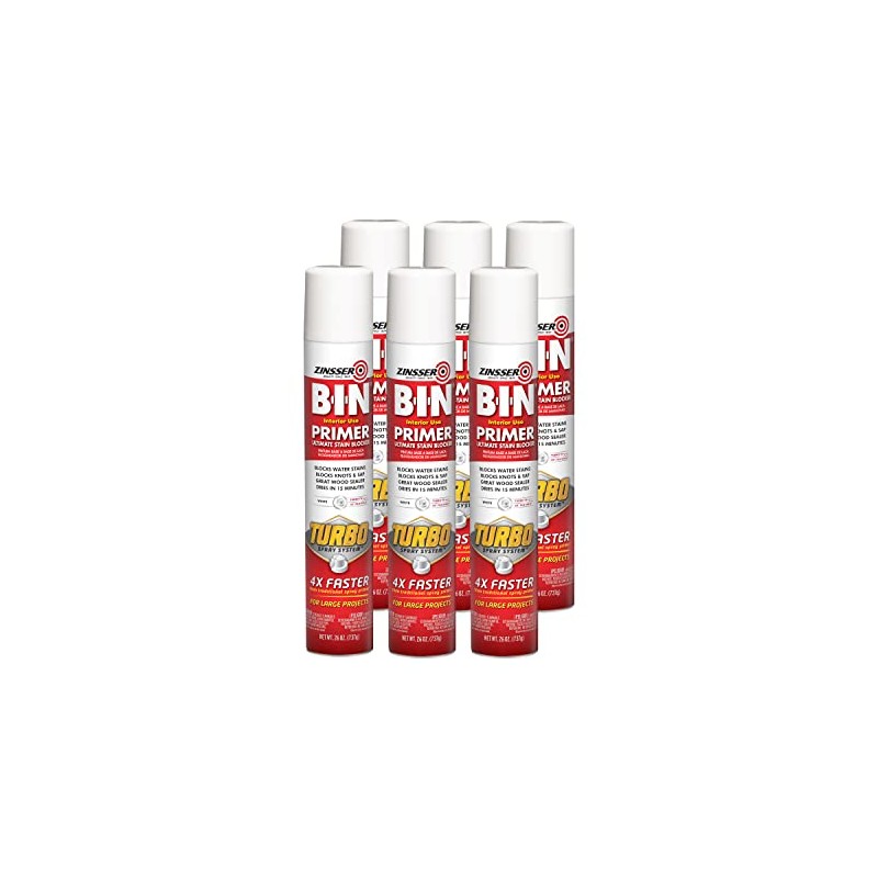 Zinsser 356880-6PK B-I-N Primer Turbo Spray System, 26 oz, White,