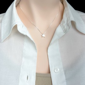 Small Delicate and Dainty Sterling Silver Star Necklace, Floating Star Necklace, Daughter Birthday Gift, Niece Christmas Gift, Inspirational Necklace (16 inches plus 2-inch extender)