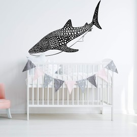 Stickerbrand Whale Shark Wall Decal for Home Decor. (Black Color) 55in Tall X 72in Wide. #OS_ES109s