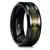 King Will Mens Tungsten Wedding Bands 8mm Black Mens Ring Inlay Yellow&Green Sand Male Engagement Ring Edge Polished Daily Wear Comfort Fit Size 10