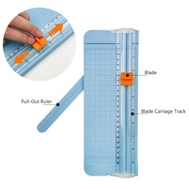 QYQRQF Paper Cutter, A4 Paper Trimmer with Security Safeguard & Side Ruler Portable Straight Edge Cutter for Scrapbooking Craft Paper, Photos, Label, Cardstock (Blue)