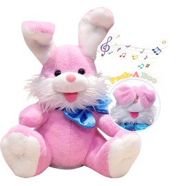 iEasey Kids Cute Peek A-Boo Singing Talking Bunny Toy with Flaping Ears, Baby Interactive Cuddly Soft Toy Repeating What You Say Plush Rabbit Stuffed Animal Doll Easter Bunny Gift Baby Showers