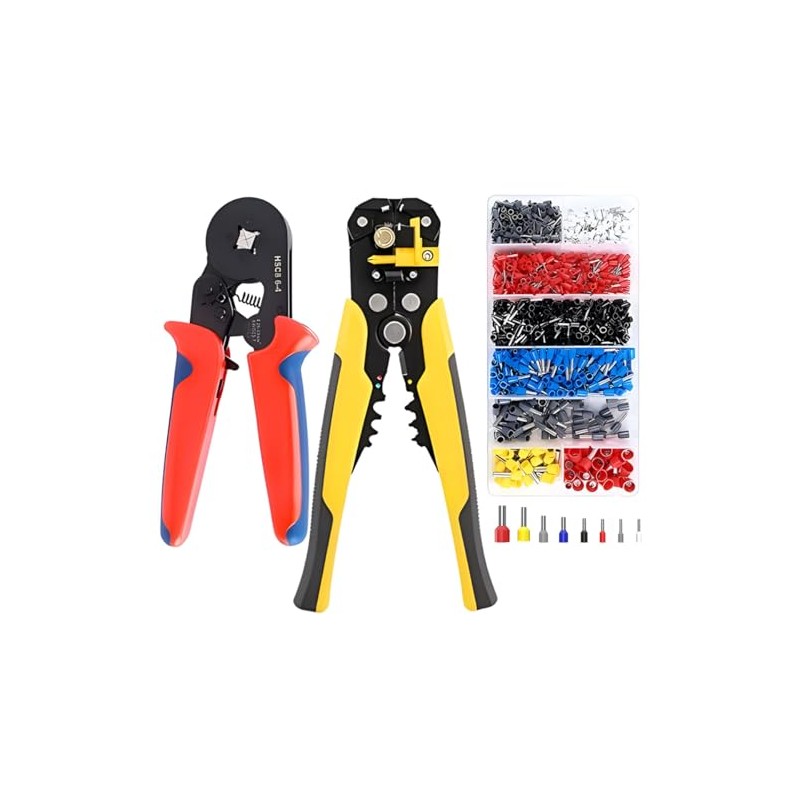 Crimpadora Terminal Cable Eléctrico 1200Pzs, Pinza Pelacable Alicates Alambre Engarzado,