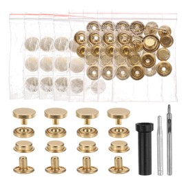 HARFINGTON 24 Set Leather Snap Fasteners Kit 10mm Metal Snap Button Press Studs Leather Rivets Snaps with 3 Setter Tools for Clothes Jackets Jeans Wears, Gold