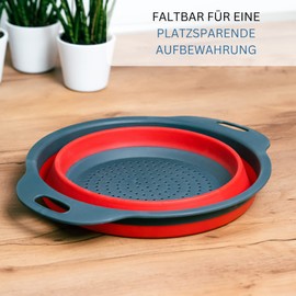 Westmark Foldable Colander - Plastic Pasta Strainer - Diameter 22 cm - Space-Saving Storage - Heat Resistant up to 120° (Anthracite/Red)