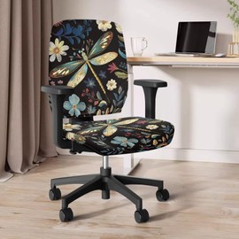 Oamsistay Office Chair Covers Protective Stretchable Chair Cover Stretch Rotating Chair Slipcover Desk Armchair Cover Lightweight Suitable for Computer Chairs Dragonfly