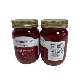 Amish Red Hot Pepper Jelly Non GMO All Natural Vegan - 18 oz - 2 Jars