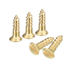 uxcell Brass Wood Screws, 25Pcs M3.5 x 12mm Slotted Drive Flat Head Self Tapping Screw Countersunk for Woodworking Furniture