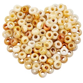 SUNYIK Yellow Jade Large Hole (6mm) Rondelle Loose Charms European Bead fits Bracelet,Jewelry Makings Pack of 20